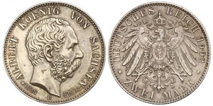 2 Mark Reino de Sajonia (1806 - 1918) Plata Alberto I de Sajonia