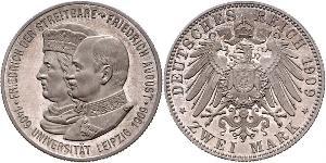 2 Mark Reino de Sajonia (1806 - 1918) Plata Federico Augusto III de Sajonia (1865-1932)