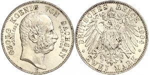 2 Mark Reino de Sajonia (1806 - 1918) Plata Jorge I de Sajonia