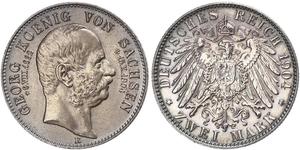 2 Mark Reino de Sajonia (1806 - 1918) Plata Jorge I de Sajonia