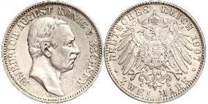 2 Mark Reino de Sajonia (1806 - 1918) Plata Federico Augusto III de Sajonia (1865-1932)