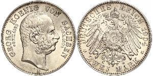 2 Mark Reino de Sajonia (1806 - 1918) Plata Jorge I de Sajonia