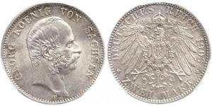 2 Mark Reino de Sajonia (1806 - 1918) Plata Jorge I de Sajonia