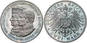 2 Mark Reino de Sajonia (1806 - 1918) Plata Federico Augusto III de Sajonia (1865-1932)