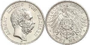 2 Mark Reino de Sajonia (1806 - 1918) Plata Alberto I de Sajonia