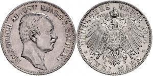 2 Mark Reino de Sajonia (1806 - 1918) Plata Federico Augusto III de Sajonia (1865-1932)