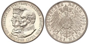 2 Mark Reino de Sajonia (1806 - 1918) Plata Federico Augusto III de Sajonia (1865-1932)