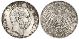 2 Mark Reino de Sajonia (1806 - 1918) Plata Alberto I de Sajonia