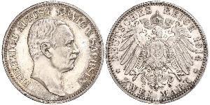 2 Mark Reino de Sajonia (1806 - 1918) Plata Federico Augusto III de Sajonia (1865-1932)