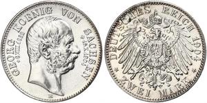 2 Mark Reino de Sajonia (1806 - 1918) Plata Jorge I de Sajonia