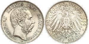 2 Mark Reino de Sajonia (1806 - 1918) Plata Alberto I de Sajonia