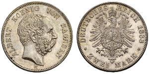 2 Mark Reino de Sajonia (1806 - 1918) Plata Alberto I de Sajonia