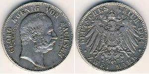 2 Mark Reino de Sajonia (1806 - 1918) Plata Jorge I de Sajonia