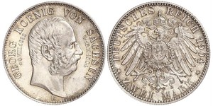 2 Mark Reino de Sajonia (1806 - 1918) Plata Jorge I de Sajonia