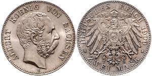 2 Mark Reino de Sajonia (1806 - 1918) Plata Alberto I de Sajonia