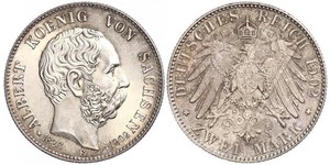 2 Mark Reino de Sajonia (1806 - 1918) Plata Alberto I de Sajonia