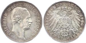 2 Mark Reino de Sajonia (1806 - 1918) Plata Federico Augusto III de Sajonia (1865-1932)