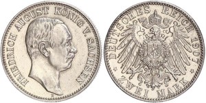 2 Mark Reino de Sajonia (1806 - 1918) Plata Federico Augusto III de Sajonia (1865-1932)