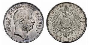 2 Mark Reino de Sajonia (1806 - 1918) Plata Jorge I de Sajonia