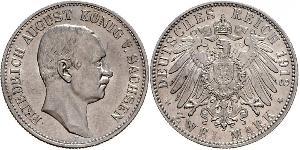 2 Mark Reino de Sajonia (1806 - 1918) Plata Federico Augusto III de Sajonia (1865-1932)