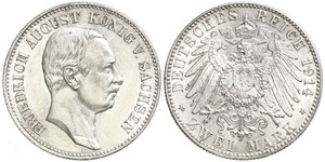 2 Mark Reino de Sajonia (1806 - 1918) Plata Federico Augusto III de Sajonia (1865-1932)