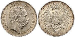 2 Mark Reino de Sajonia (1806 - 1918) Plata Alberto I de Sajonia