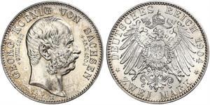 2 Mark Reino de Sajonia (1806 - 1918) Plata Jorge I de Sajonia