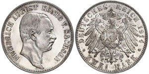 2 Mark Reino de Sajonia (1806 - 1918) Plata Federico Augusto III de Sajonia (1865-1932)