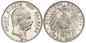 2 Mark Reino de Sajonia (1806 - 1918) Plata Jorge I de Sajonia