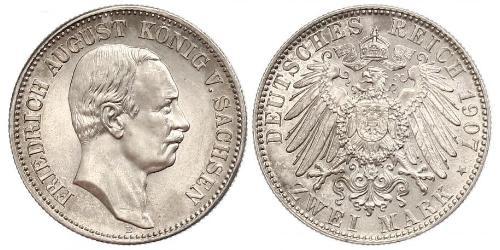 2 Mark Reino de Sajonia (1806 - 1918) Plata Federico Augusto III de Sajonia (1865-1932)