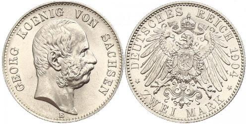 2 Mark Reino de Sajonia (1806 - 1918) Plata Jorge I de Sajonia