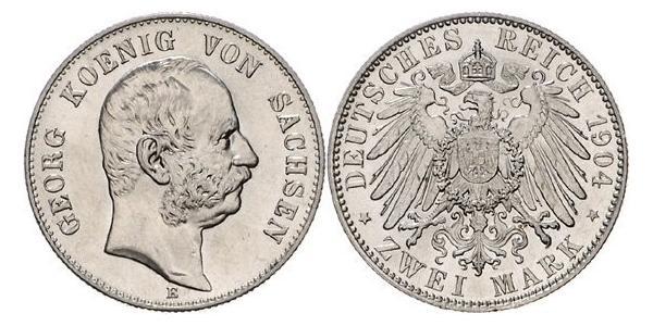 2 Mark Reino de Sajonia (1806 - 1918) Plata Jorge I de Sajonia