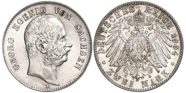 2 Mark Reino de Sajonia (1806 - 1918) Plata Jorge I de Sajonia