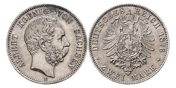 2 Mark Reino de Sajonia (1806 - 1918) Plata Alberto I de Sajonia