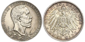 2 Mark Schwarzburgo-Sondershausen (1599-1920) Plata 