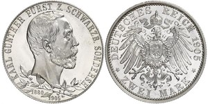 2 Mark Schwarzburgo-Sondershausen (1599-1920) Plata 