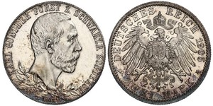 2 Mark Schwarzburgo-Sondershausen (1599-1920) Plata 