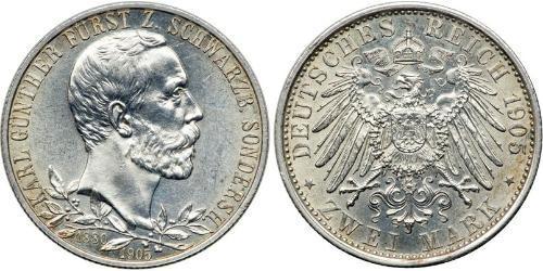 2 Mark Schwarzburgo-Sondershausen (1599-1920) Plata 