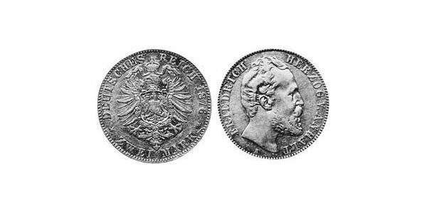 2 Mark Anhalt-Dessau (1603 -1863) / Anhalt (1806 - 1918) Silber Friedrich I. (Anhalt) (1831-1904)