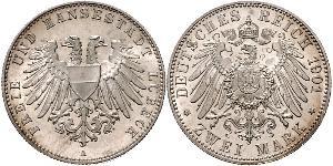 2 Mark Free City of Lübeck Silber 