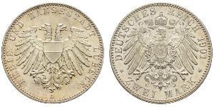 2 Mark Free City of Lübeck Silber 