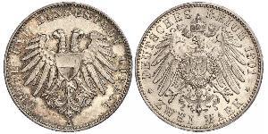 2 Mark Free City of Lübeck Silber 
