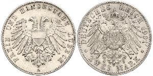 2 Mark Free City of Lübeck Silber 