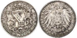 2 Mark Freie Hansestadt Bremen Silber 