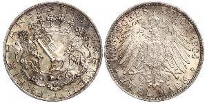 2 Mark Freie Hansestadt Bremen Silber 