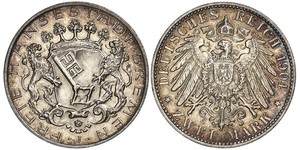 2 Mark Freie Hansestadt Bremen Silber 