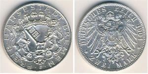 2 Mark Freie Hansestadt Bremen Silber 