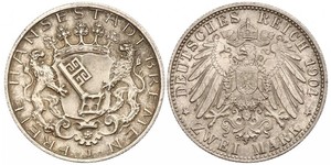 2 Mark Freie Hansestadt Bremen Silber 