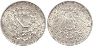 2 Mark Freie Hansestadt Bremen Silber 