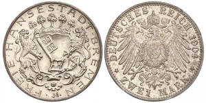 2 Mark Freie Hansestadt Bremen Silber 